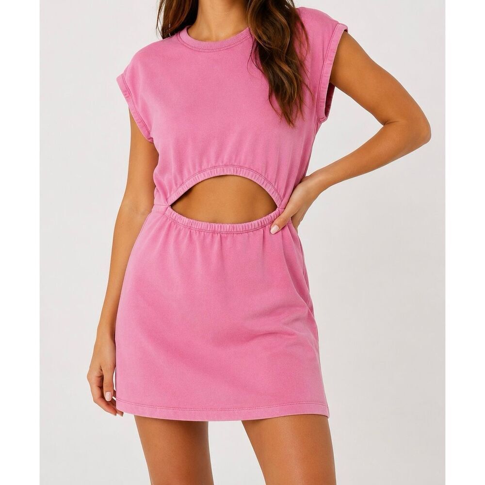OFFLINE by Aerie Pink Cutout Mini Dress Size S Casual Lounge Athleisure